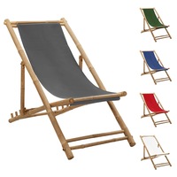 Folding Deck Chair Bamboo Canvas Recliner Outdoor Beach Multi Colours vidaXL