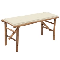 Folding Garden Bench with Cushion 118 cm Bamboo vidaXL