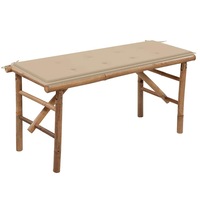 Folding Garden Bench with Cushion 118 cm Bamboo vidaXL