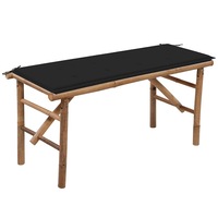 Folding Garden Bench with Cushion 118 cm Bamboo vidaXL