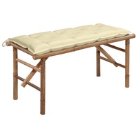 Folding Garden Bench with Cushion 118 cm Bamboo vidaXL