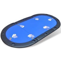 10-Player Foldable Poker Tabletop Blue vidaXL