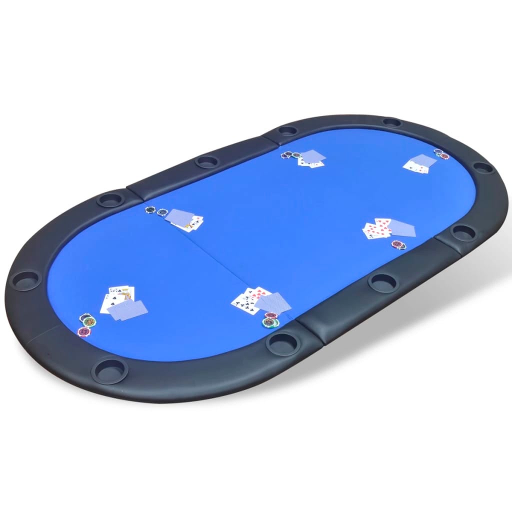 10-Player Foldable Poker Tabletop Blue vidaXL