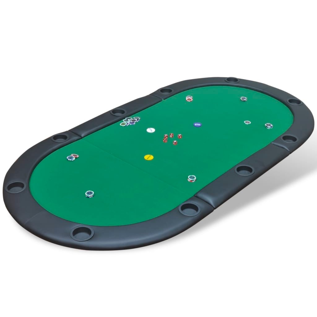 10-Player Foldable Poker Tabletop Green vidaXL