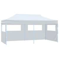 Folding Pop-up Partytent with Sidewalls 3x6 m Steel White vidaXL
