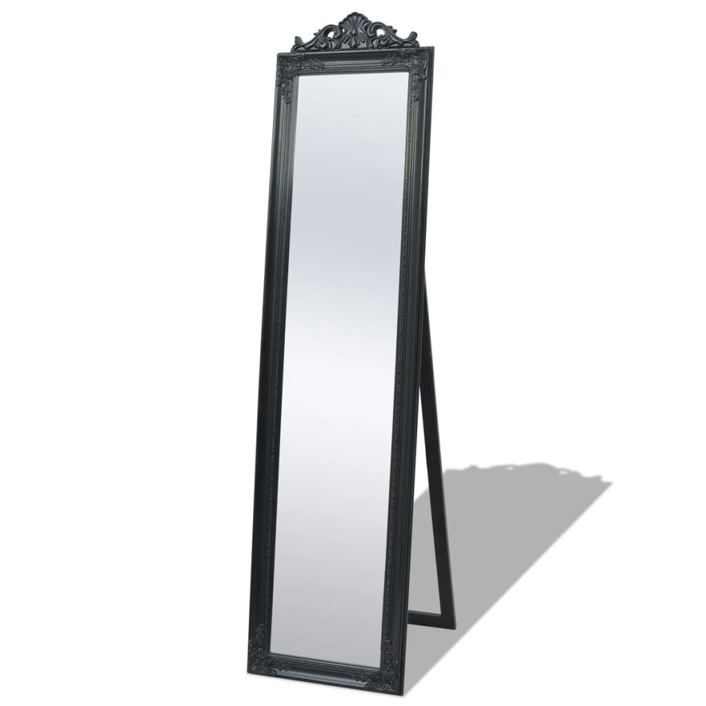 Free-Standing Mirror Baroque Style 160x40 cm Black vidaXL