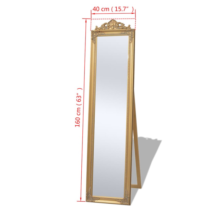 Buy FreeStanding Mirror Baroque Style 160x40 cm Gold MyDeal