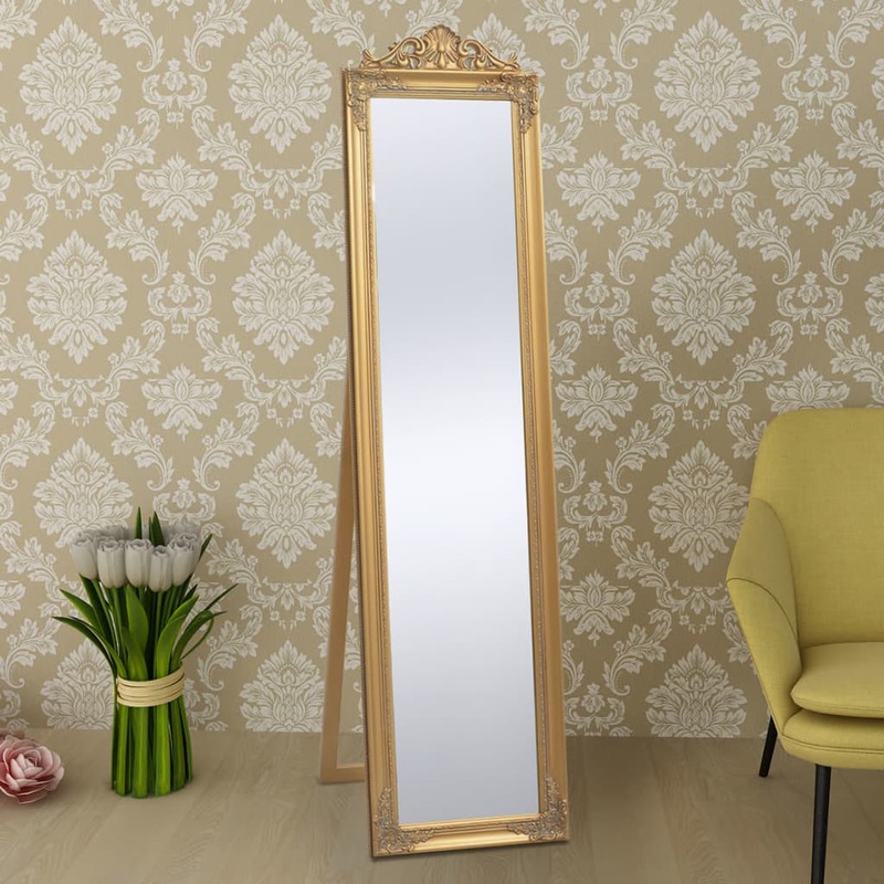 Buy FreeStanding Mirror Baroque Style 160x40 cm Gold MyDeal