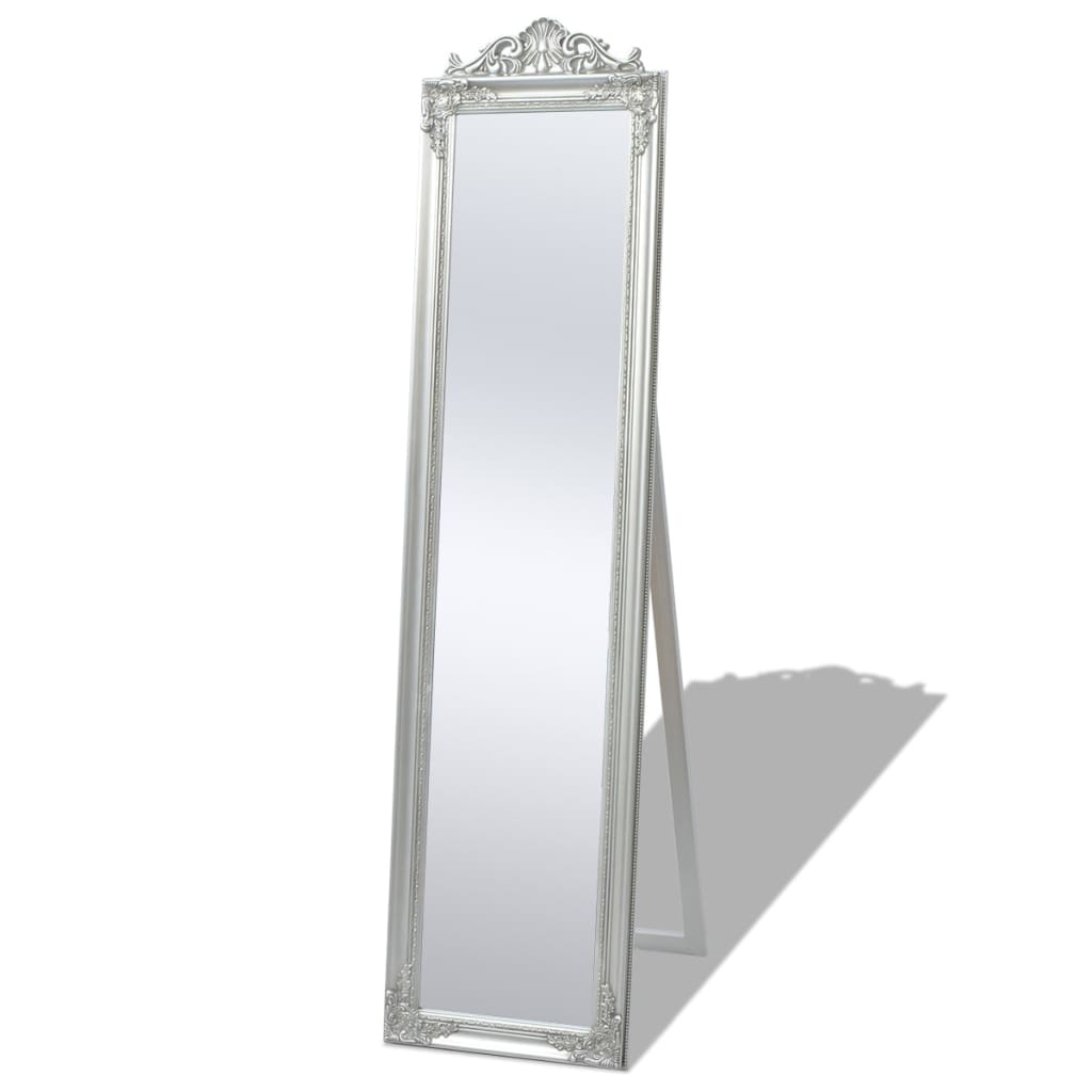 Free-Standing Mirror Baroque Style 160x40 cm Silver vidaXL