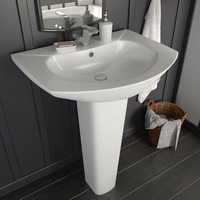 Freestanding Basin with Pedestal Ceramic White 650x520x200 mm vidaXL