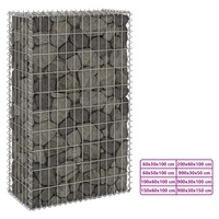 Gabion Wall with Covers Retaining Wall Stone Basket Galvanised Steel vidaXL