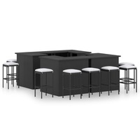 16 Piece Garden Bar Set with Cushions Poly Rattan Black vidaXL