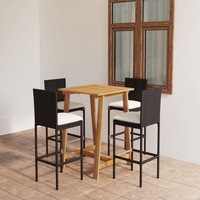 5 Piece Garden Bar Set with Cushions Black vidaXL