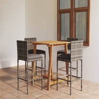 5 Piece Garden Bar Set with Cushions Grey vidaXL