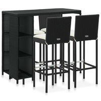 5 Piece Garden Bar Set with Cushions Poly Rattan Black vidaXL