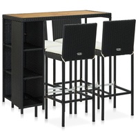 5 Piece Garden Bar Set with Cushions Poly Rattan Black vidaXL