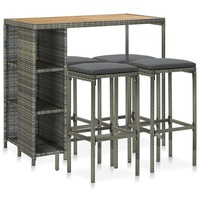 5 Piece Garden Bar Set with Cushions Poly Rattan Grey vidaXL