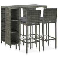 5 Piece Garden Bar Set with Cushions Poly Rattan Grey vidaXL