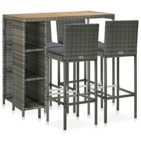 5 Piece Garden Bar Set with Cushions Poly Rattan Grey vidaXL