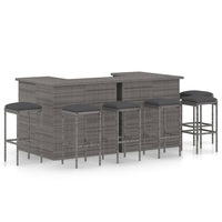 8 Piece Garden Bar Set with Cushions Poly Rattan Grey vidaXL