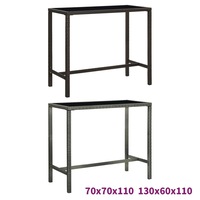 Garden Bar Table Poly Rattan and Glass Black/Brown 130/70x60/70x110 cm vidaXL