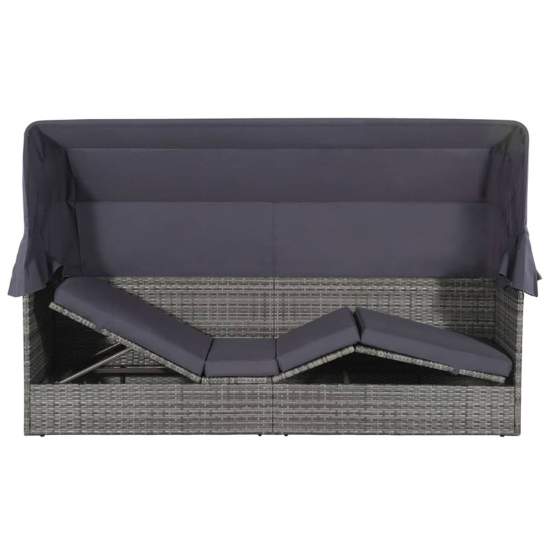 Garden Bed with Canopy Grey 205x62 cm Poly Rattan MyDeal