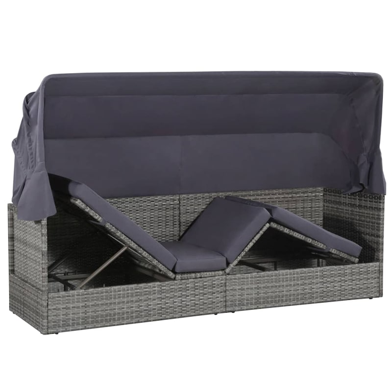 Garden Bed with Canopy Grey 205x62 cm Poly Rattan MyDeal