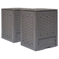 Garden Composters 2 pcs Brown 60x60x83 cm 600 L Plastic Rattan vidaXL