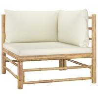 Garden Corner Sofa with Cream White Cushions Bamboo vidaXL