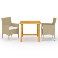 3 Piece Garden Dining Set Beige vidaXL