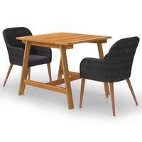 3 Piece Garden Dining Set Black vidaXL