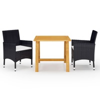 3 Piece Garden Dining Set Black vidaXL