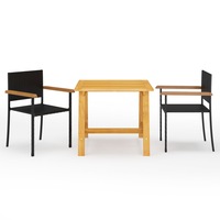 3 Piece Garden Dining Set Black vidaXL