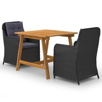 3 Piece Garden Dining Set Black vidaXL