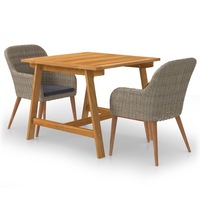 3 Piece Garden Dining Set Brown vidaXL