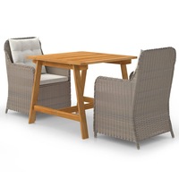 3 Piece Garden Dining Set Brown vidaXL