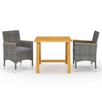 3 Piece Garden Dining Set Grey vidaXL