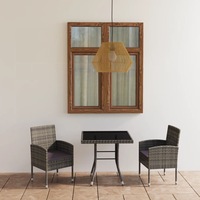 3 Piece Garden Dining Set Poly Rattan Anthracite vidaXL
