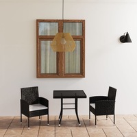 3 Piece Garden Dining Set Poly Rattan Black vidaXL