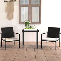 3 Piece Garden Dining Set Poly Rattan Black vidaXL