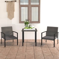 3 Piece Garden Dining Set Poly Rattan Grey vidaXL