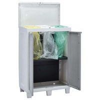 Garden Dustbin with 3 Bags Light Grey 65x38x102 cm vidaXL