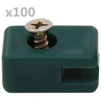 Garden Fence Wire Holder with Screw 100 Sets Green vidaXL