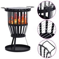 Garden Fire Pit Basket with BBQ Grill Steel 47.5 cm vidaXL