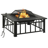 Garden Fire Pit with Poker 81x81x47 cm XXL Steel vidaXL