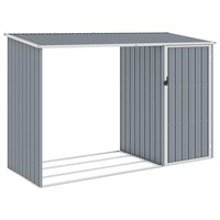 Garden Firewood Shed Grey 245x98x159 cm Galvanised Steel vidaXL