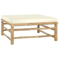 Garden Footrest with Cream White Cushion Bamboo vidaXL