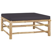 Garden Footrest with Dark Grey Cushion Bamboo vidaXL