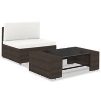 2 Piece Garden Lounge Set Poly Rattan Brown vidaXL