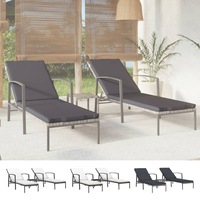Sun Loungers with Table Daybed Chaise Lounge Garden 2 pcs Poly Rattan vidaXL